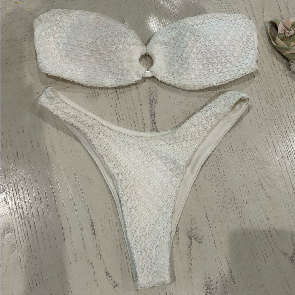 White Textured Bikini Set